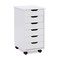 Contemporary Home Living 26” White Rolling Storage Cabinet with 6 Drawer